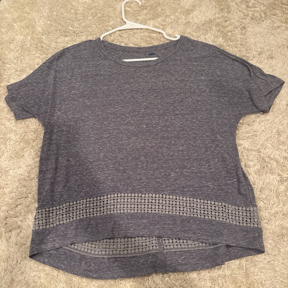 Gray Women's Top with Lace Detail